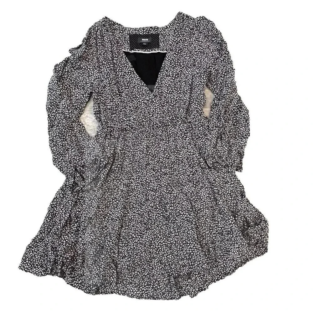 Anthropologie Maeve Women’s Blouson Mini Dress Size Small Black White Geometric